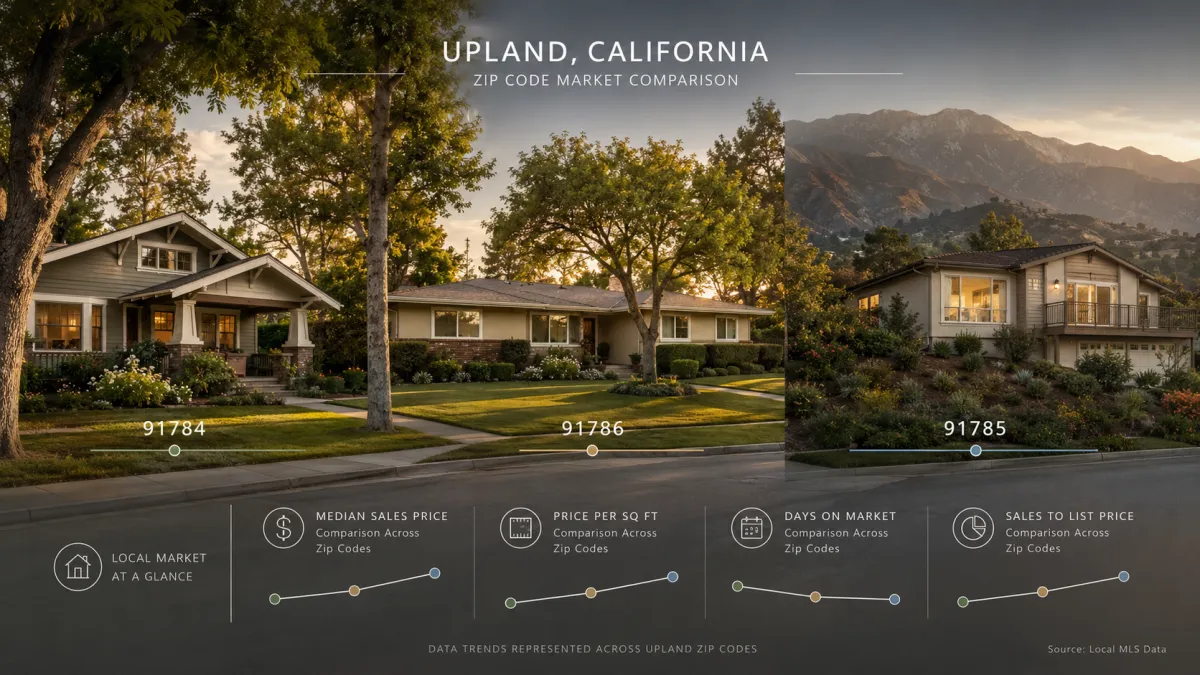 Abstract foothill data chart representing Upland home values