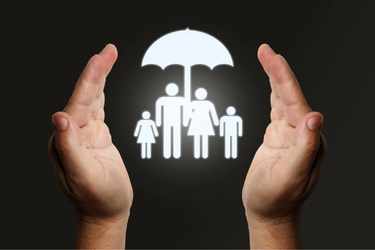 Life insurance protection with hand and umbrella