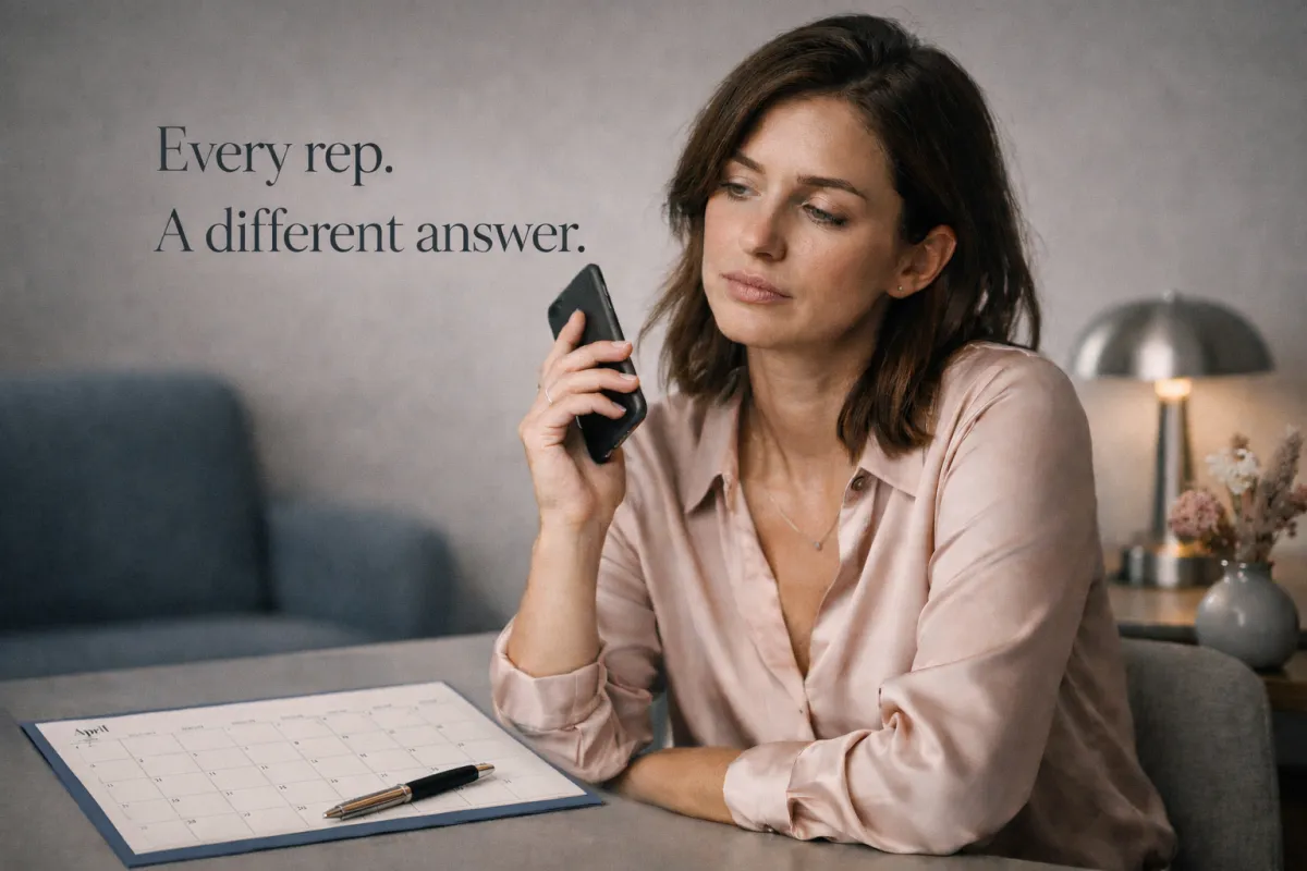 Cosmetic dental patient on the phone looking frustrated 