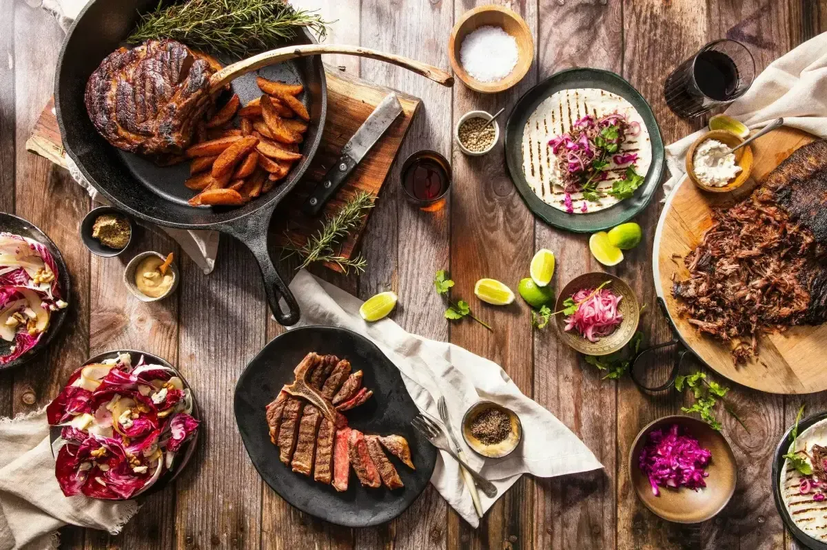 Healthy high-protein grilled meat and vegetables