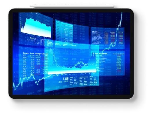 Neutral device mockup showing product imagery to the right of the hero copy.