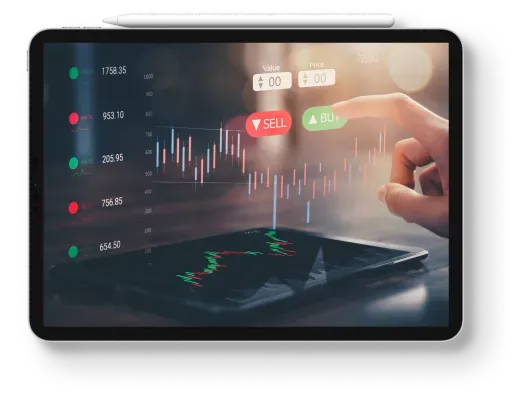 Neutral device mockup showing product imagery to the right of the hero copy.