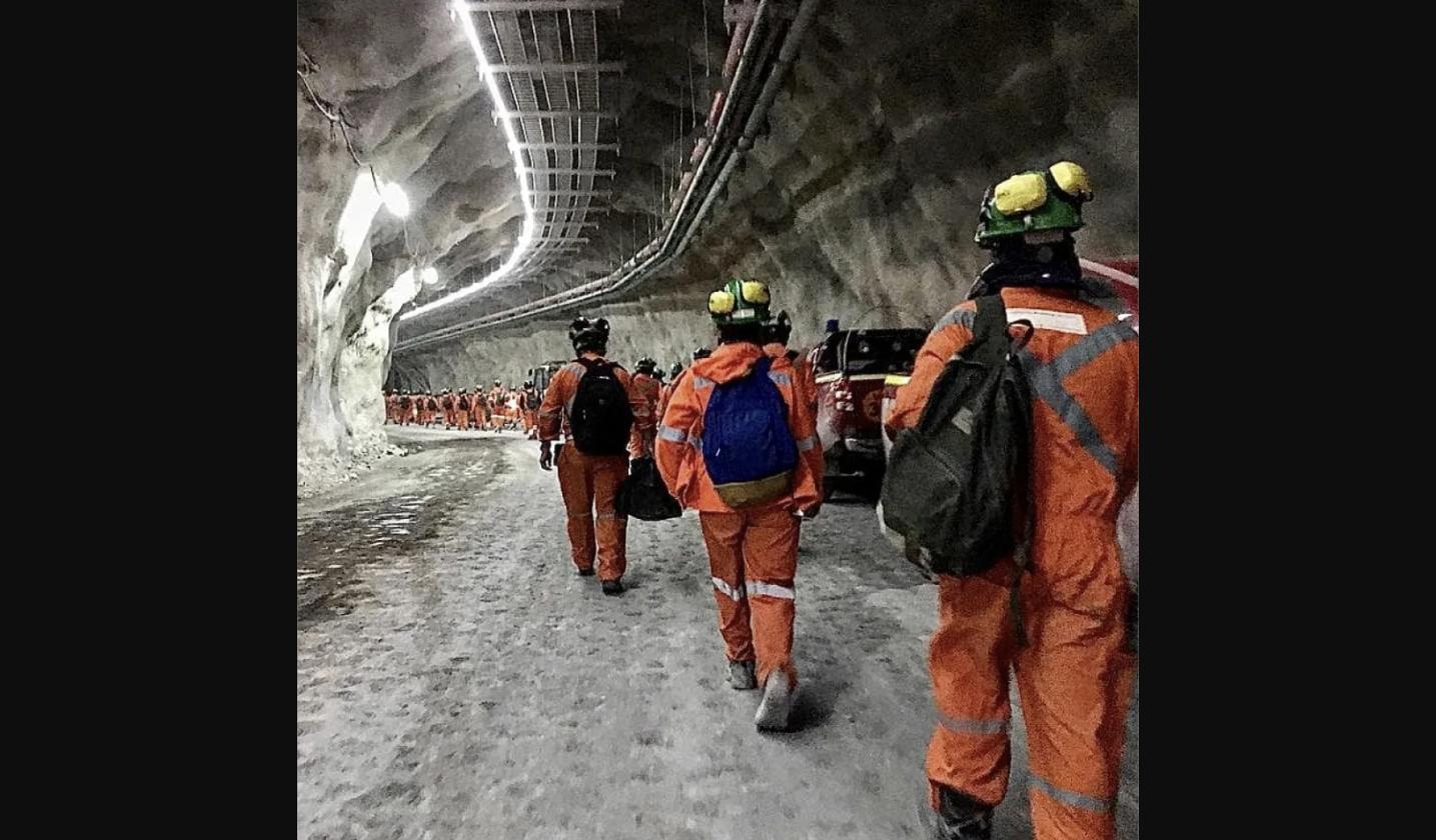 Mining crew with ILA installed lighting on site