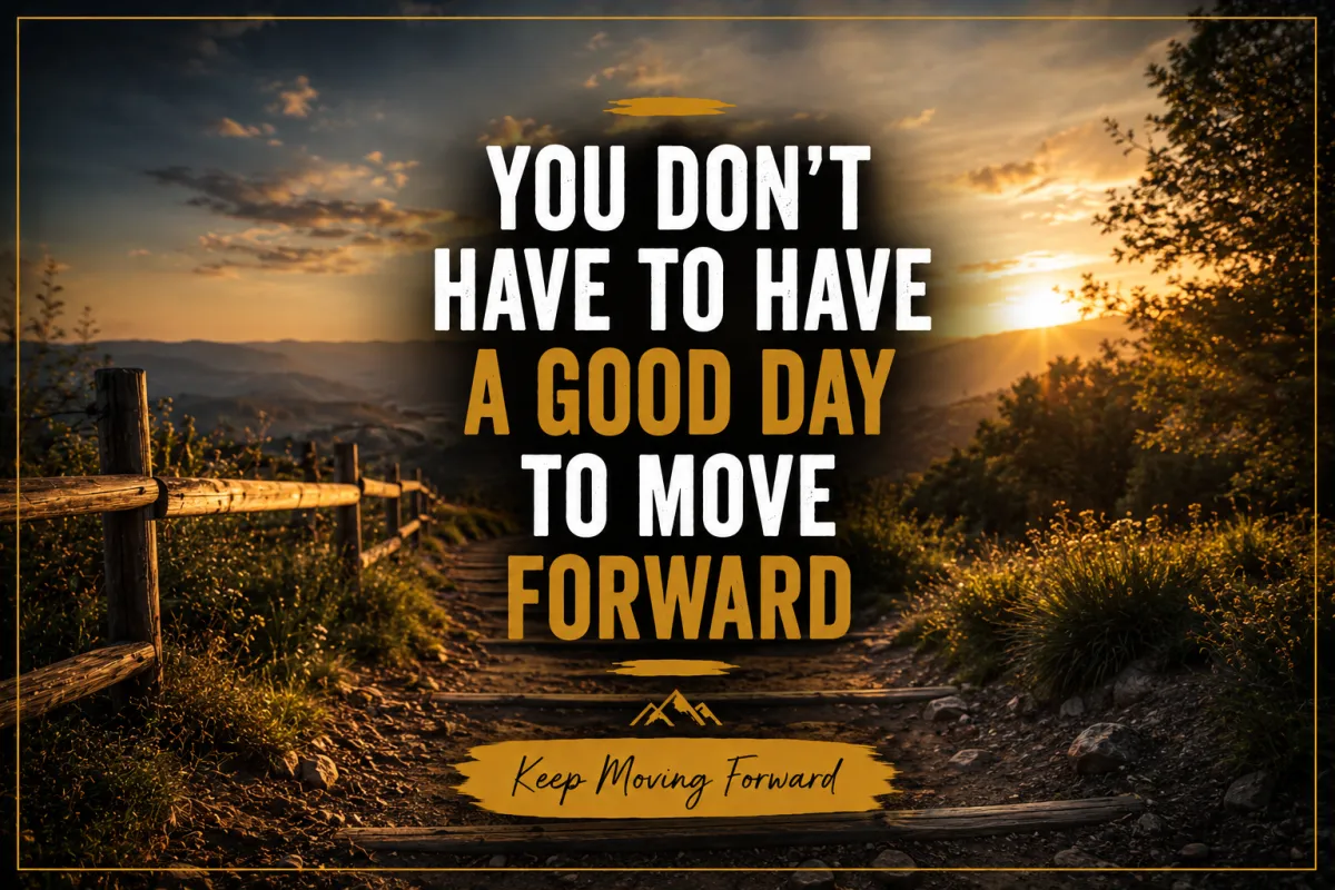 YOU DON’T HAVE TO HAVE A GOOD DAY TO MOVE FORWARD