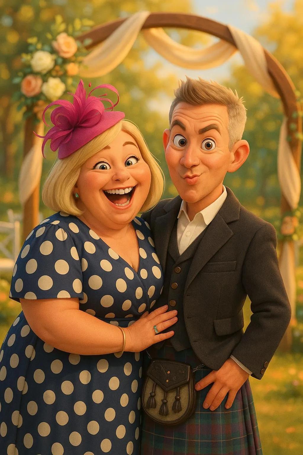 married couple in cartoon style