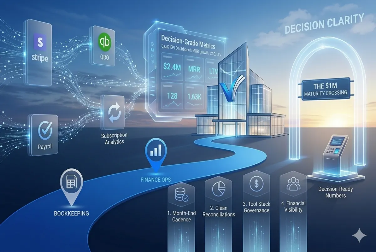 Finance Ops for SaaS: What Changes After $1M in Revenue or Spend