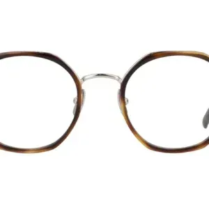 Bold octagonal eyeglasses with a tortoiseshell pattern and metal bridge, featured in Enjoy Optical's eyewear collection.