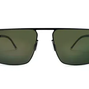 Luxury eyewear sunglasses with a sleek black frame and green lenses, embodying the 'Quiet Luxury' aesthetic featured on Enjoy Optical.