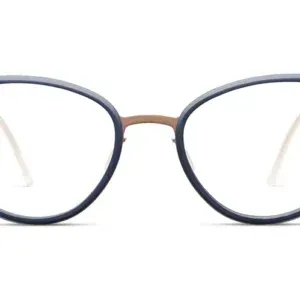 Elegant blue and gold luxury eyewear glasses showcasing a sophisticated design, featured in the Quiet Luxury collection by Enjoy Optical.
