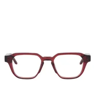 Bold red eyewear frame showcasing a trendy design from the Enjoy Optical collection.