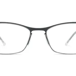 Elegant black and silver luxury eyewear glasses with a minimalist design, featured in the 'Quiet Luxury' collection by Enjoy Optical.