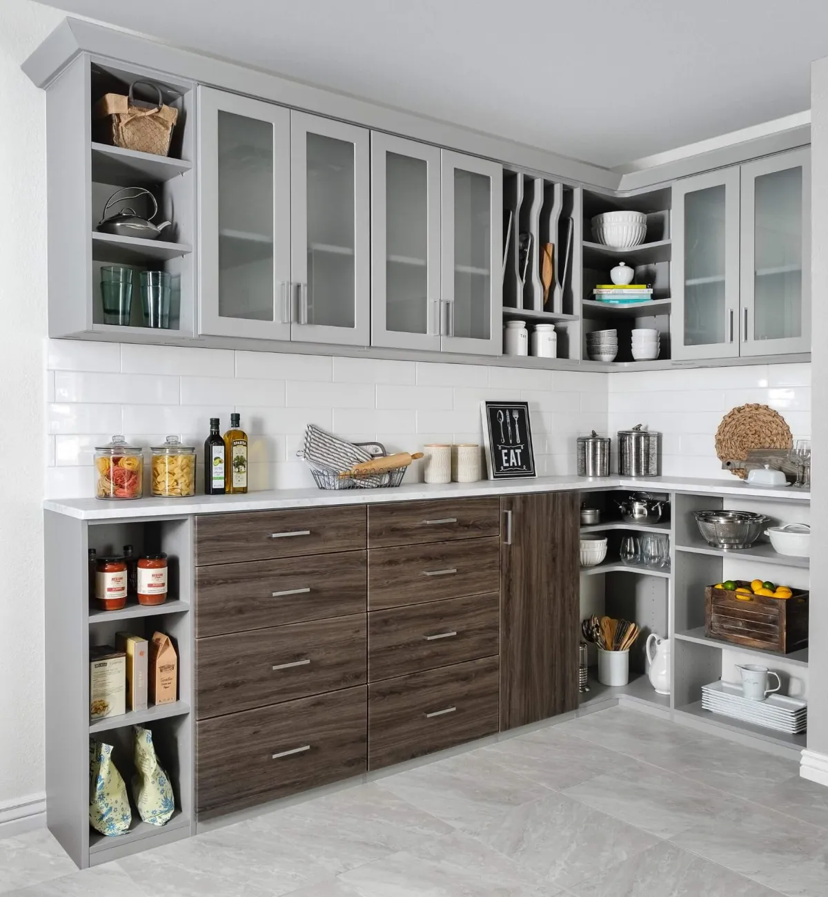 Red Sliding Garage Cabinets with Stainless Steel Workbench