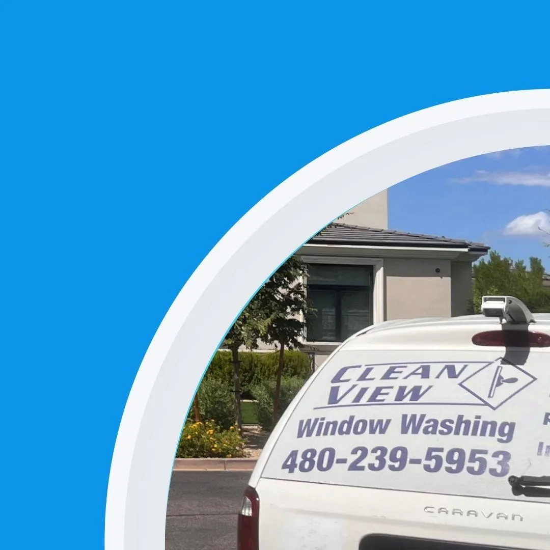 Clean View Window Washing service vehicle with company branding and phone number 480-239-5953 in Scottsdale Arizona