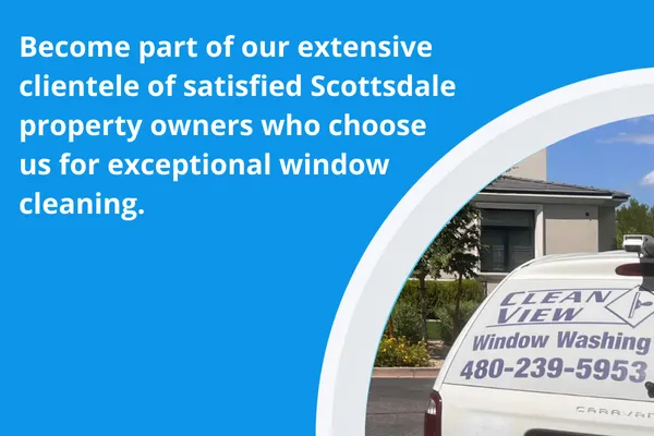 Clean View Window Washing service vehicle with company branding and phone number 480-239-5953 in Scottsdale Arizona