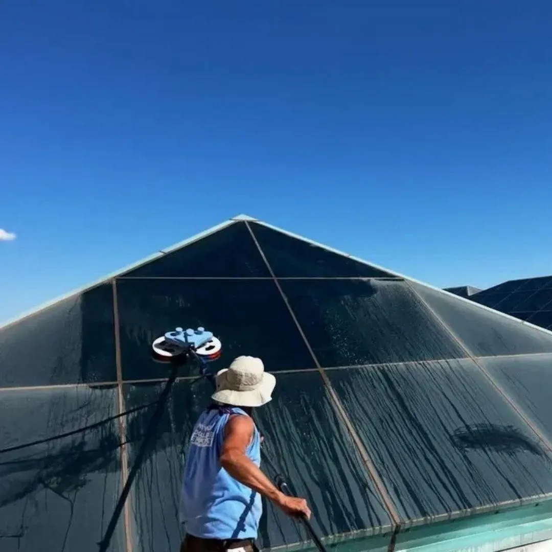 Professional commercial window cleaning service for Scottsdale office building with floor-to-ceiling windows