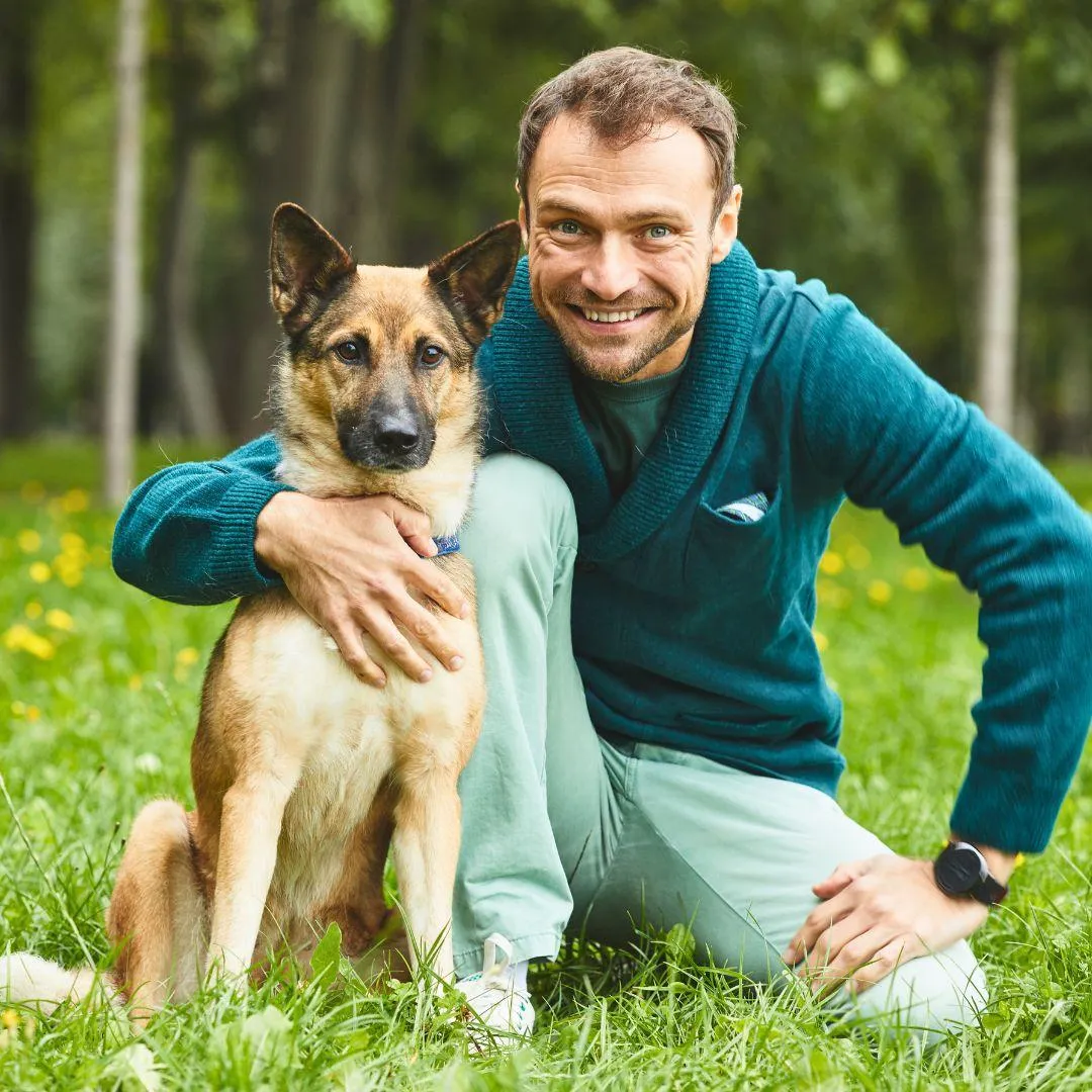 Dog owner with his dog