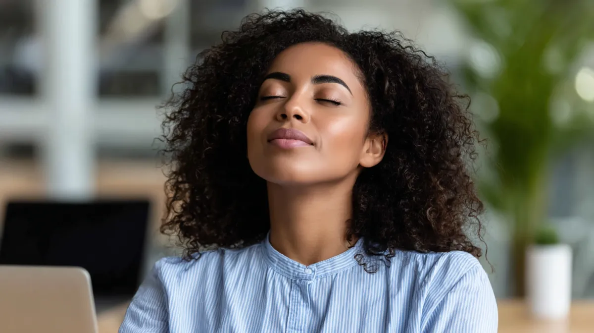 Woman doing breathwork