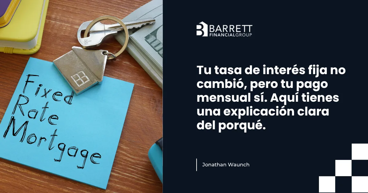 Tu tasa de interés fija no cambió, pero tu pago mensual sí. Aquí tienes una explicación clara del porqué.