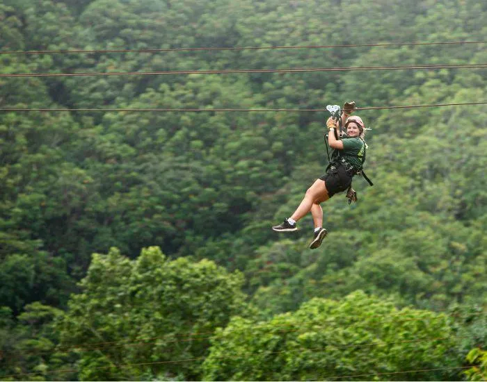 Girl Ziplining at Kualoa Ranch