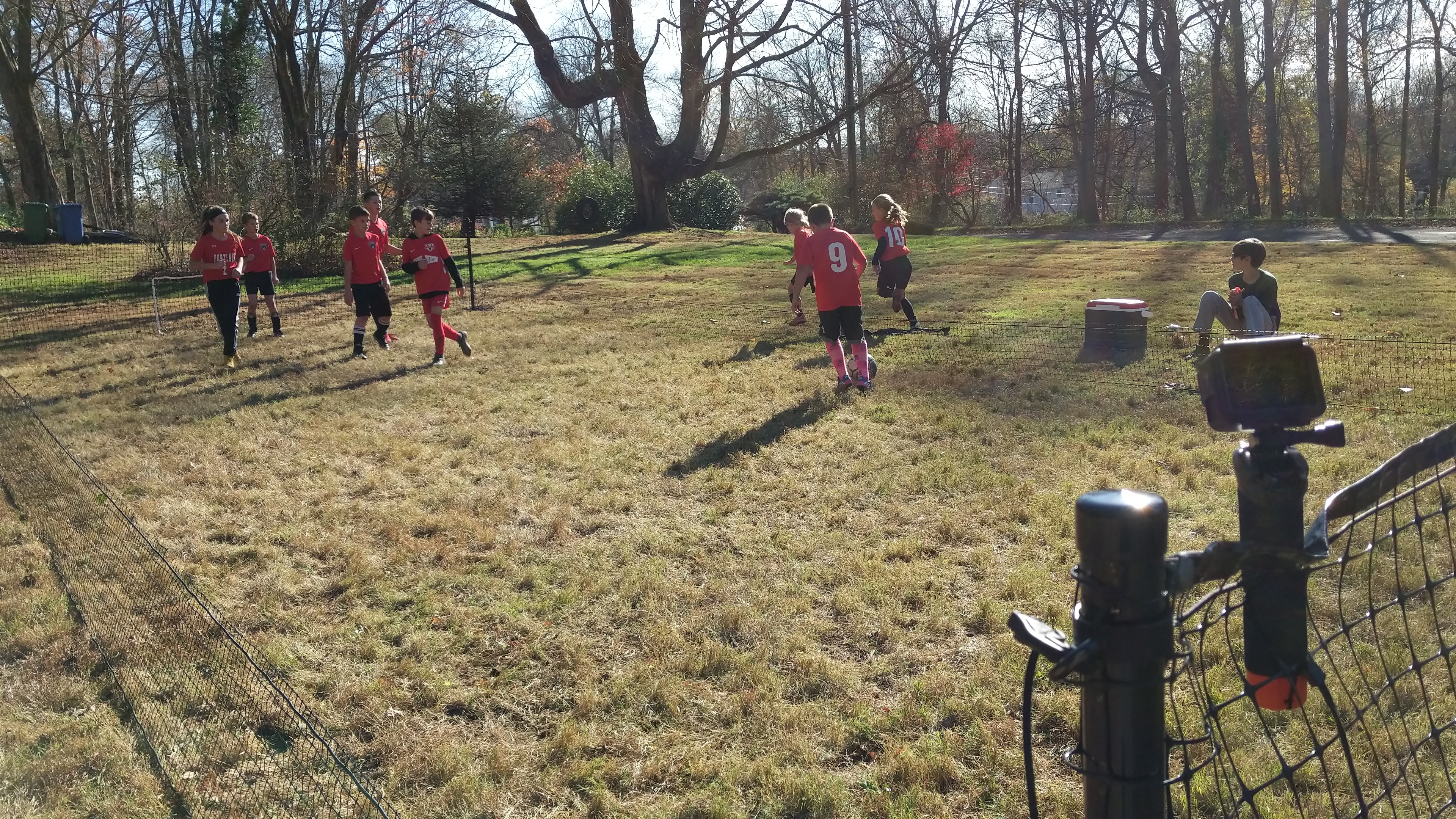 Backyard family soccer game using SoccerYards Starter field