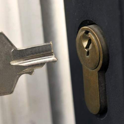 A broken key in a lock in the front door at a home in Douglasville, GA, requiring a 24/7 locksmith