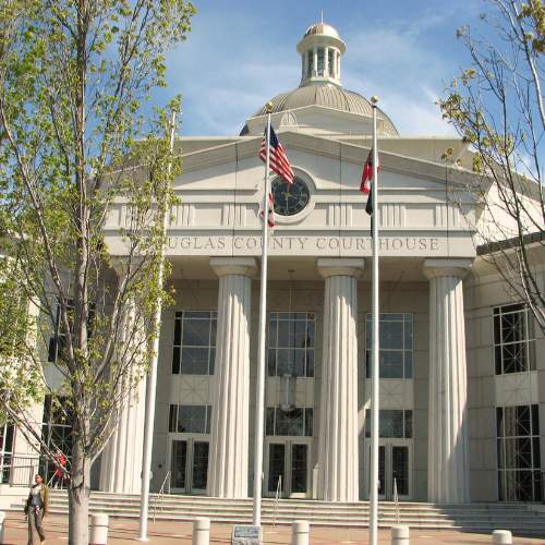 the front entrance of the douglassville, ga courthouse