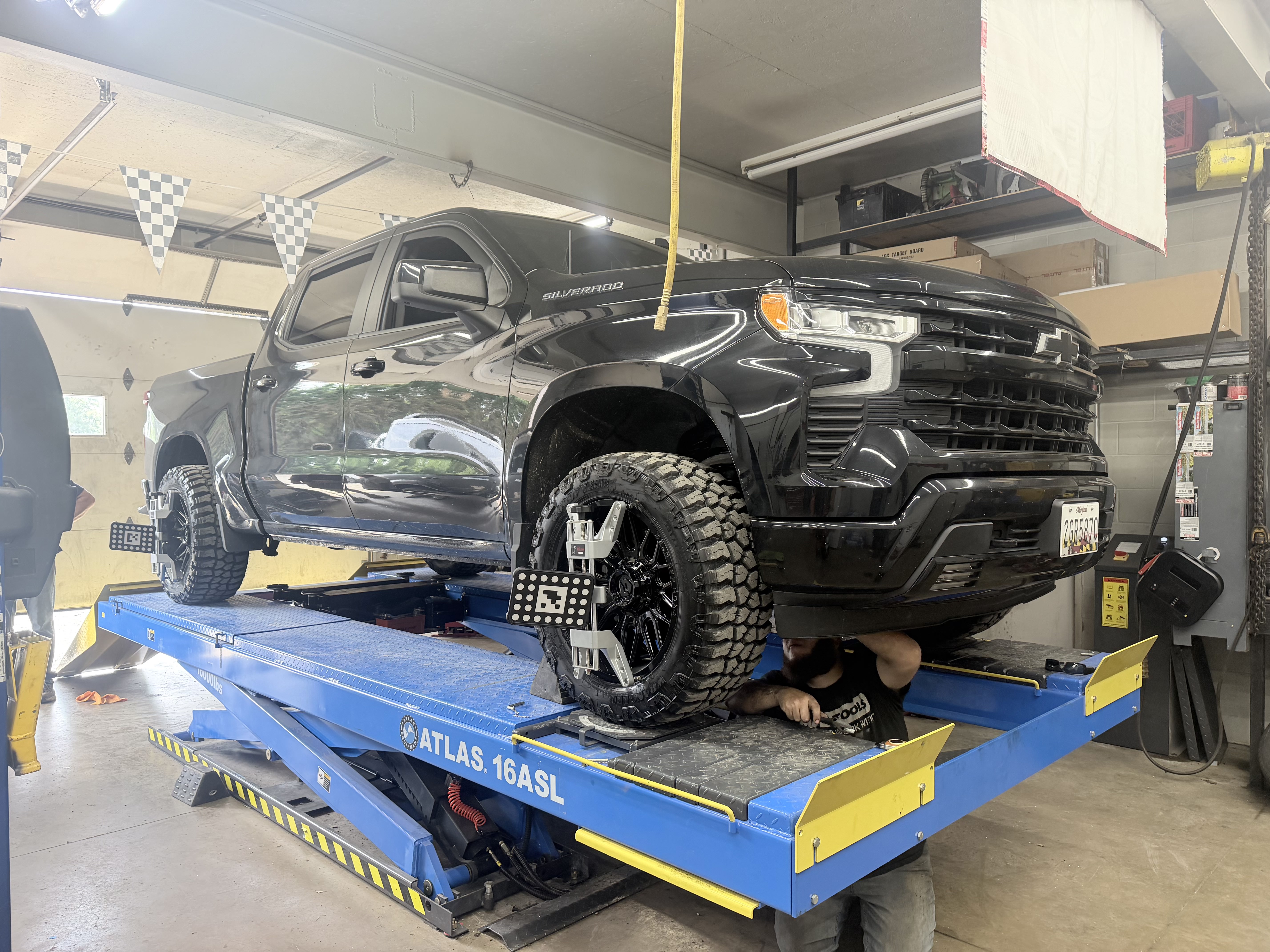 shue's automotive and towing performing ADAS alignment on a Chevrolet