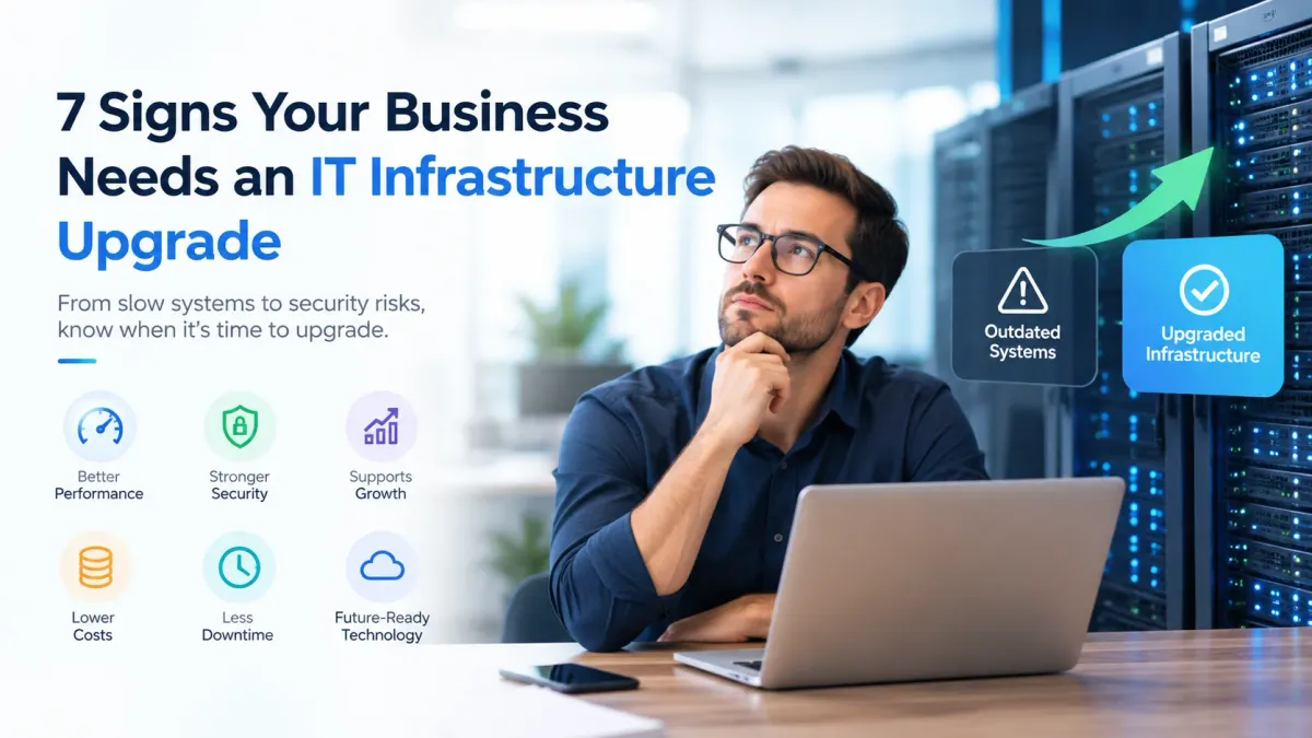 Business professional reviewing IT infrastructure upgrade needs