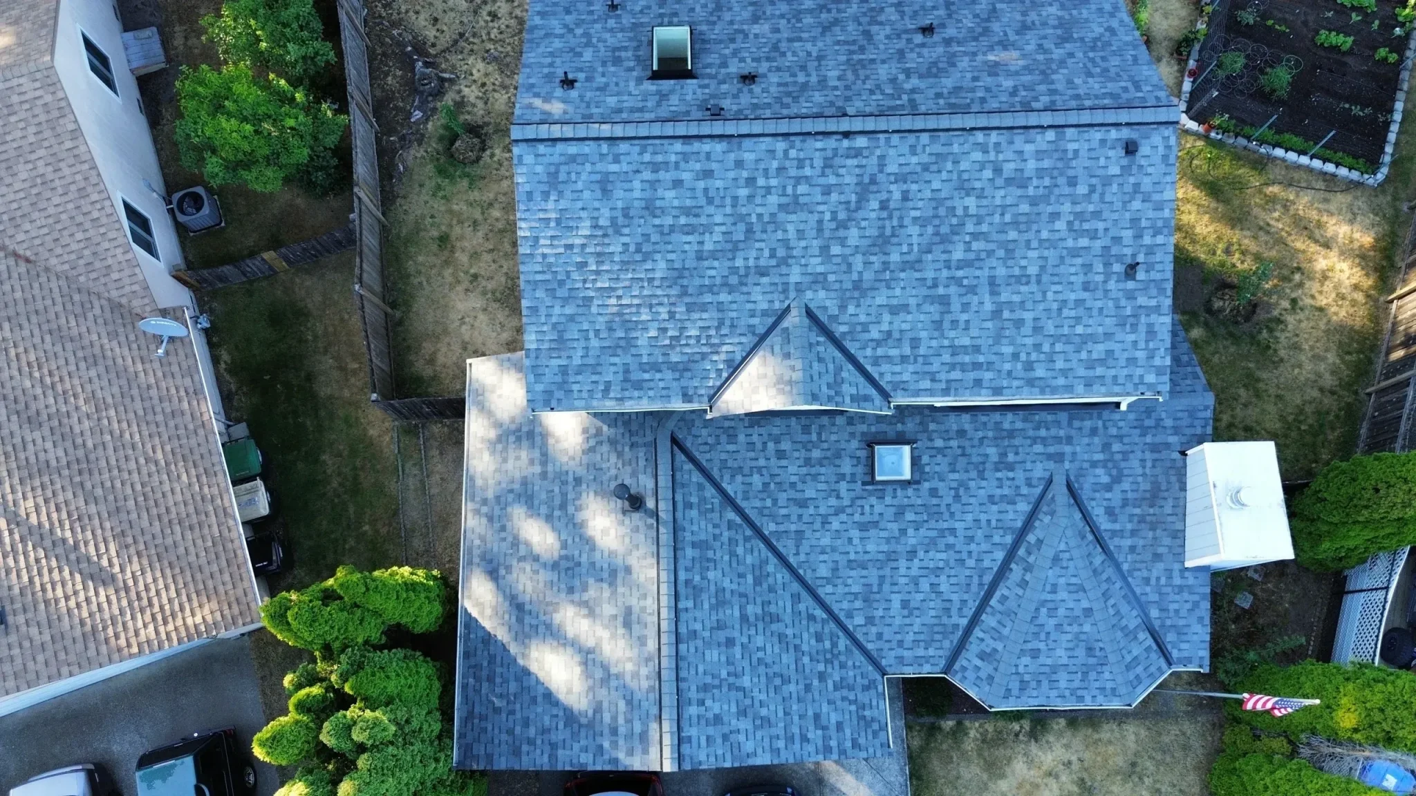 a roof with a few shingles