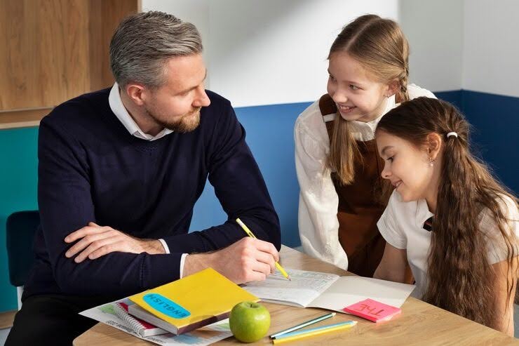 child struggling to see board