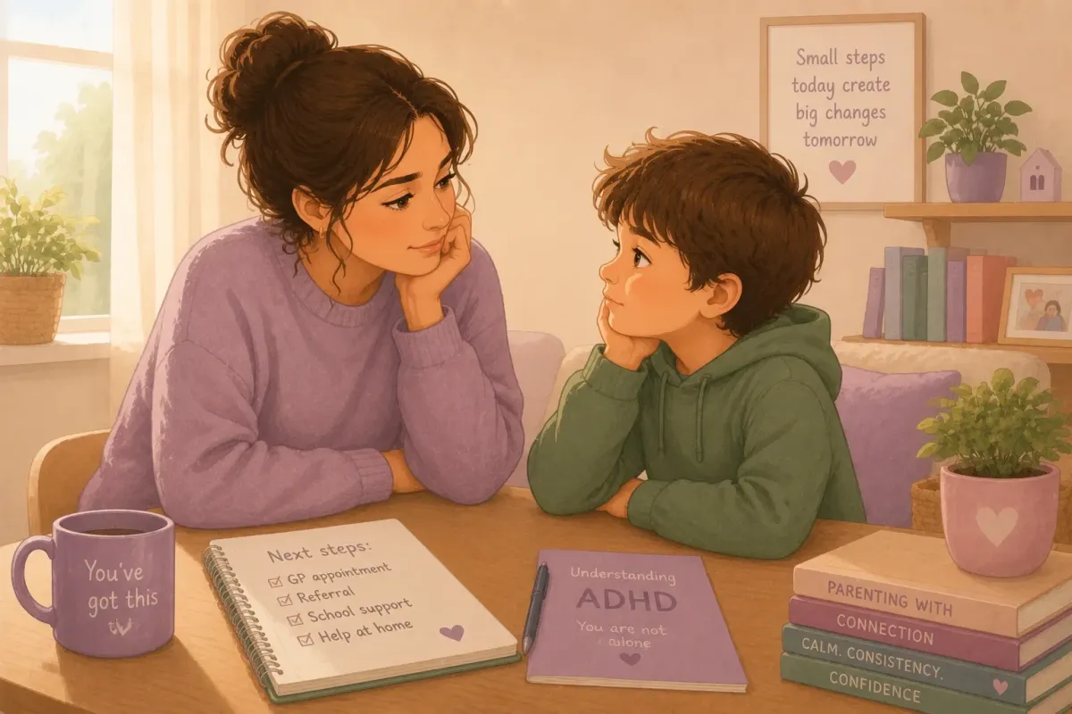 Parent supporting child with ADHD assessment process UK 2026