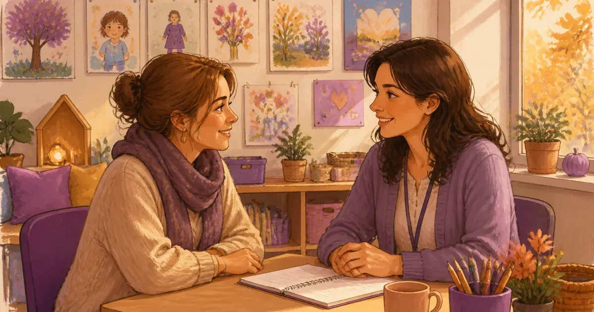 Parent and child at the kitchen table writing down questions to ask at parents evening together