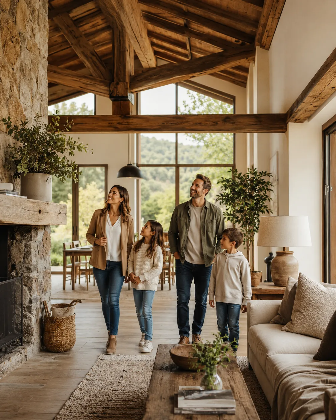 Familia visitando casa rústica con InmoGredos
