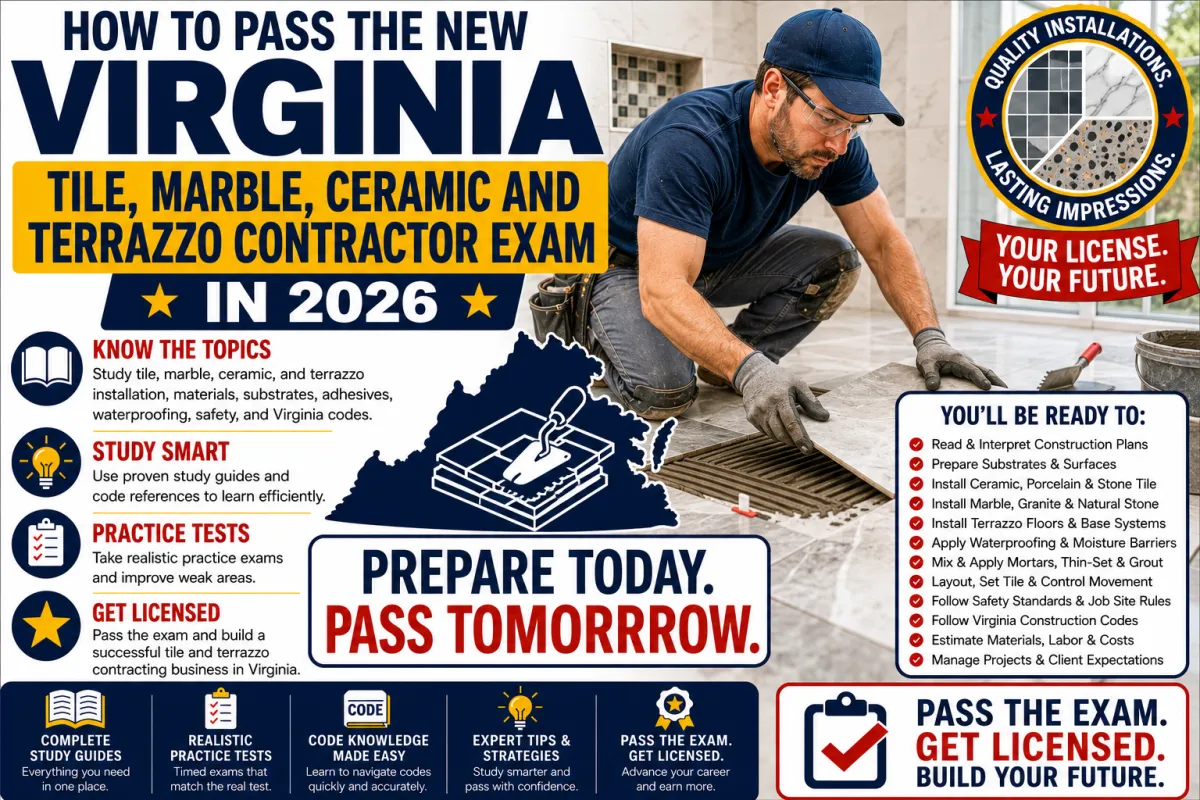 How to Pass the Virginia Tile, Marble, Ceramic and Terrazzo Contractor Exam in 2026