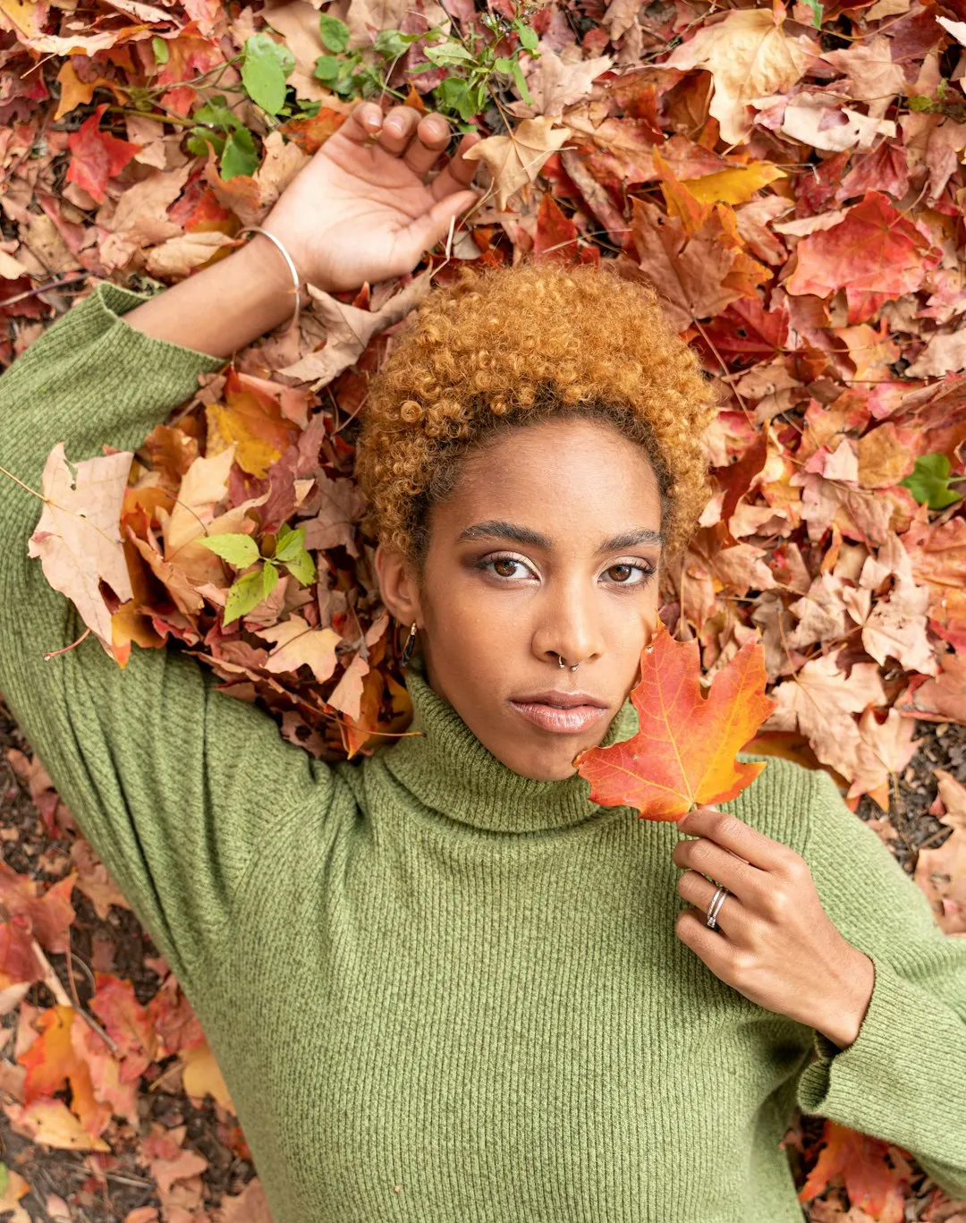 Girl on leaves