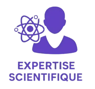 Icône violette représentant un professionnel de santé et un caducée, symbolisant l’expertise médicale, la rigueur scientifique et l’accompagnement professionnel