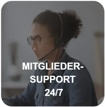 Kundensupport rund um die Uhr – Bild einer lächelnden Mitarbeiterin mit Headset, als Symbol für einen reaktionsschnellen und professionellen Mitgliederservice.