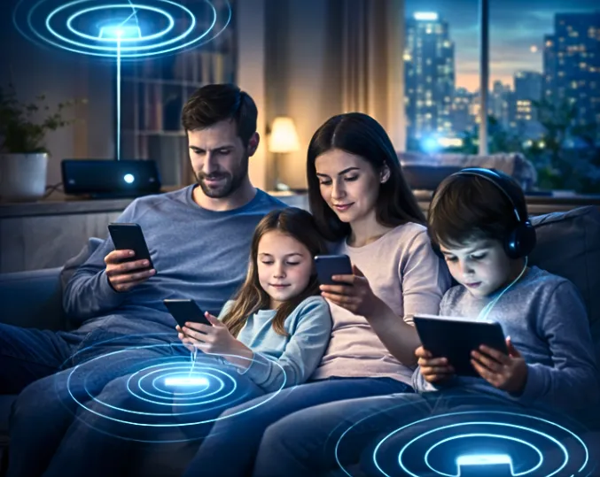 Sunlight filtering through a dense forest canopy.