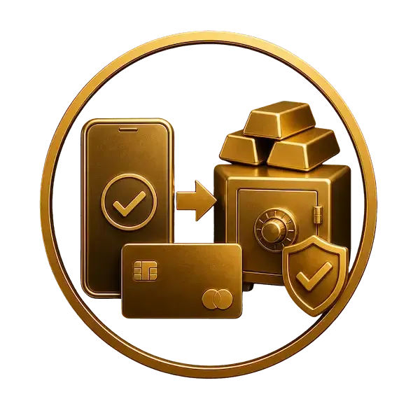 Paiement sécurisé pour achat d’or – validation mobile et carte bancaire avec stockage sécurisé de lingots d’or