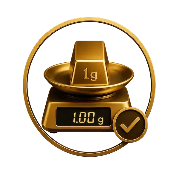 Achat d’or physique dès 1 gramme – balance de précision avec lingot d’or et validation sécurisée