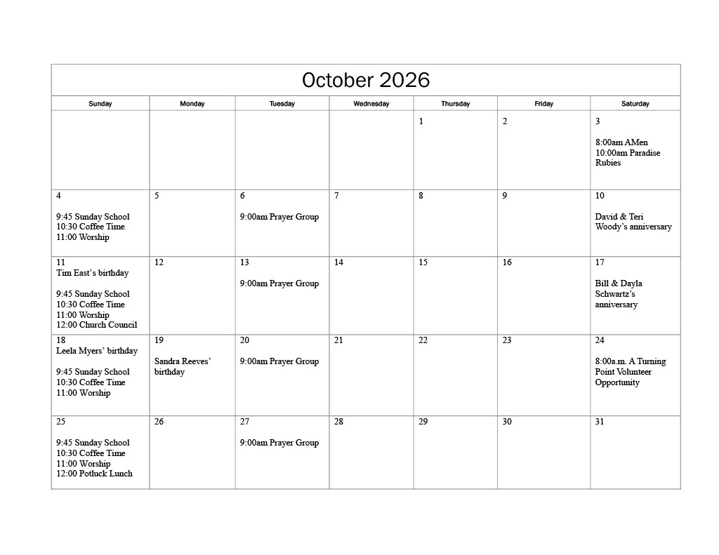 current calendar with events scheduled