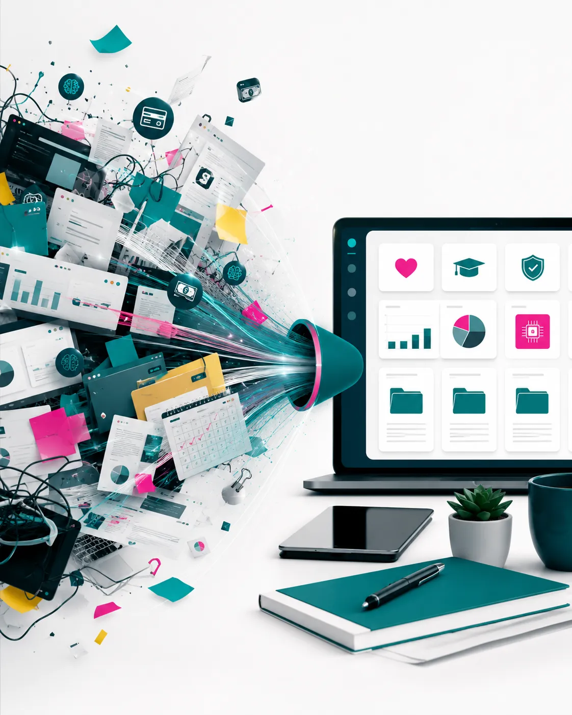 Visual representing feeling overwhelmed with pieced-together information