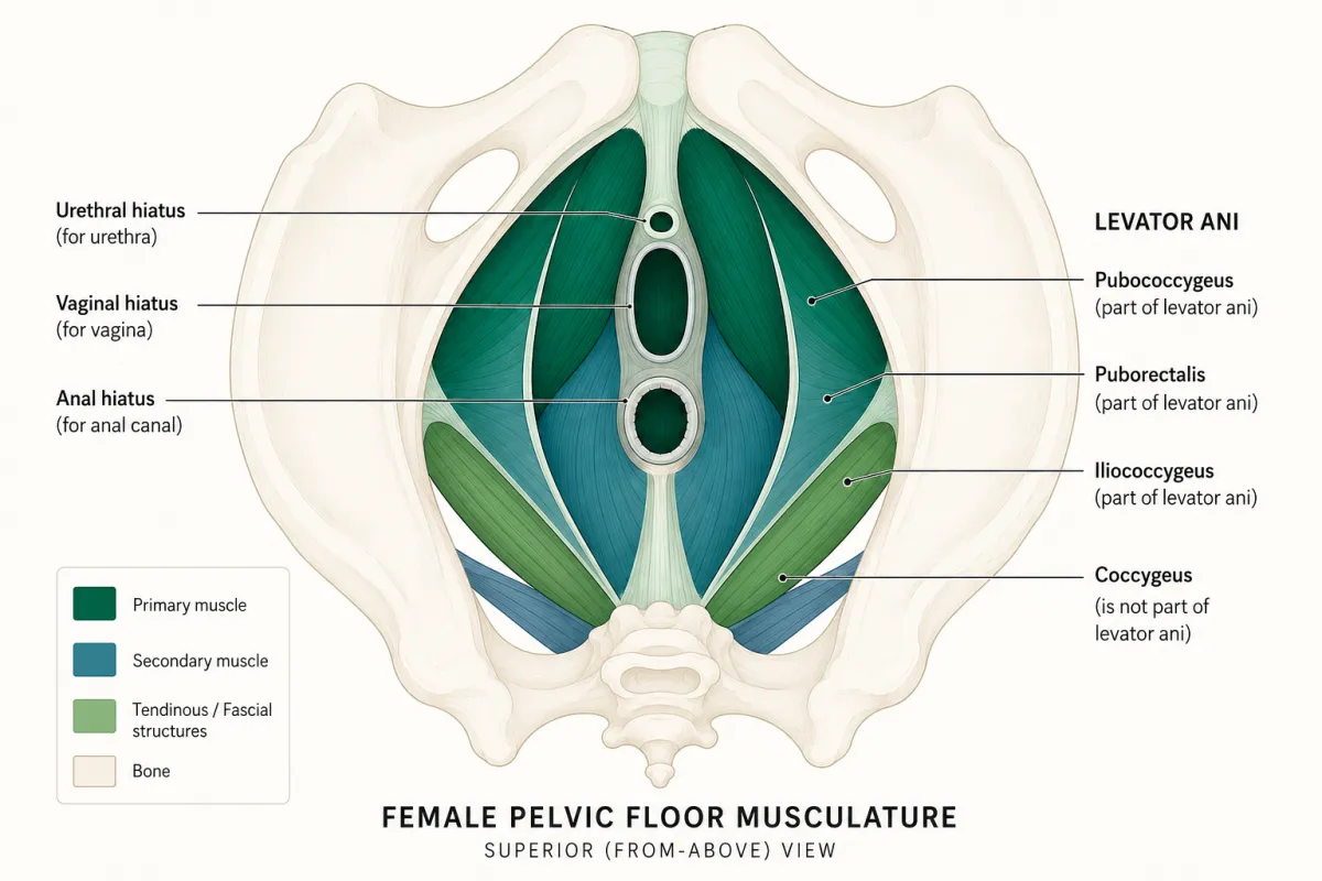 Image of female pelvic floor muscles and pelvic bone