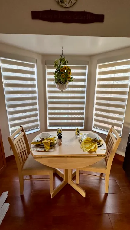 white and brown wooden table and chair set