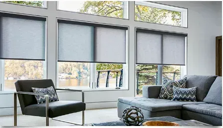 white window blinds closed