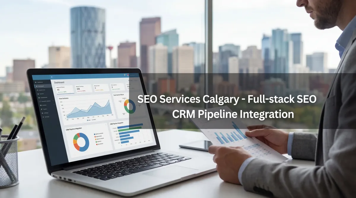 AutoConnect CRM SEO services dashboard built for Calgary businesses with technical SEO, on-page optimization, and content strategy.