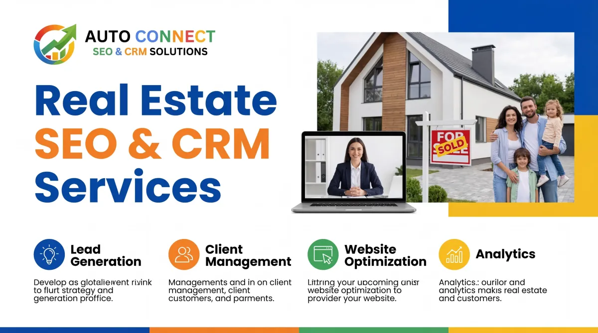 AutoConnect CRM real estate SEO and CRM services dashboard helping Calgary realtors capture leads, rank locally, and track client inquiries.