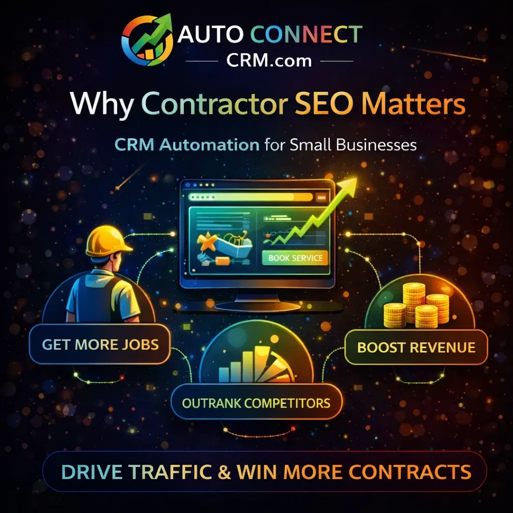 Contractor reviewing local SEO performance on laptop