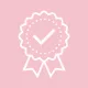 Icon of a winners ribbon with a tick on it