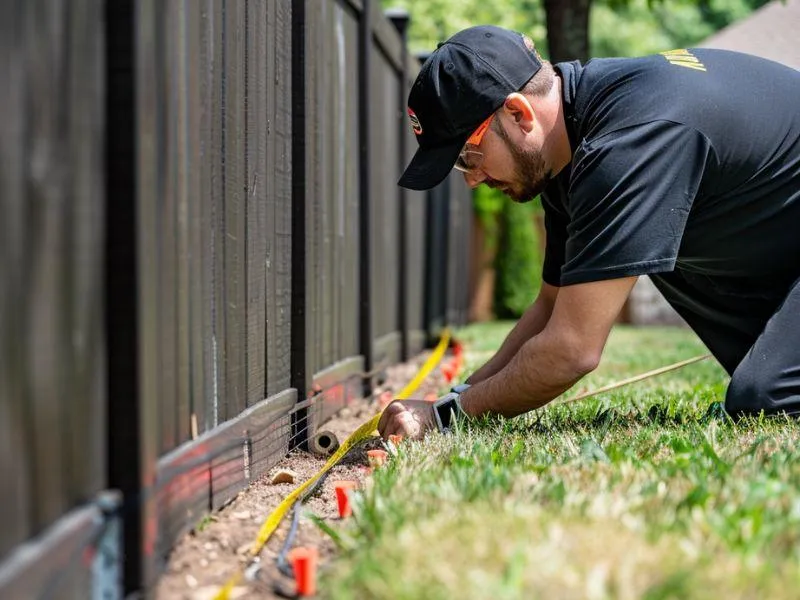 man repairing fence in Valdosta